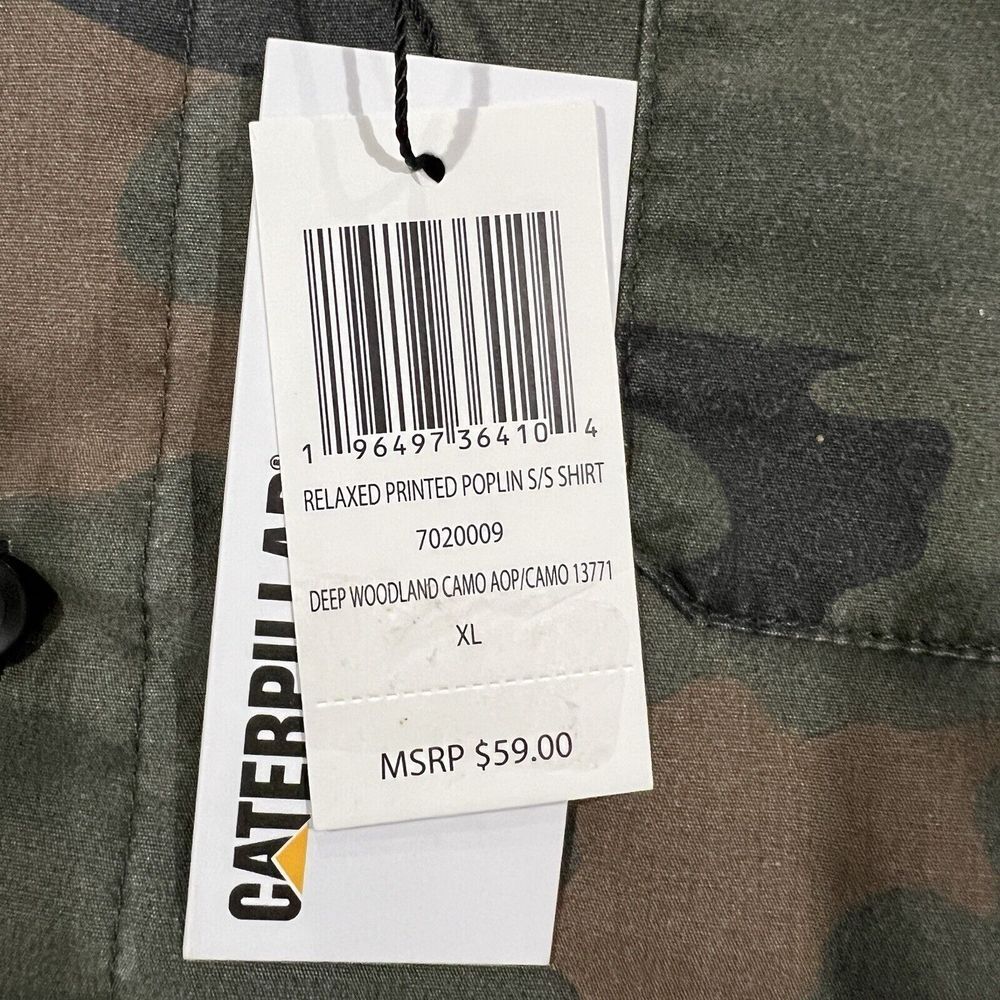 Caterpillar Shirt Mens XLarge Green Camouflage Short Sleeve Button Up XL Outdoor - Picture 3 of 10